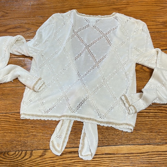 Design History brand cream cardigan w/metallic threads, sequins & beads. Large. - Picture 9 of 10